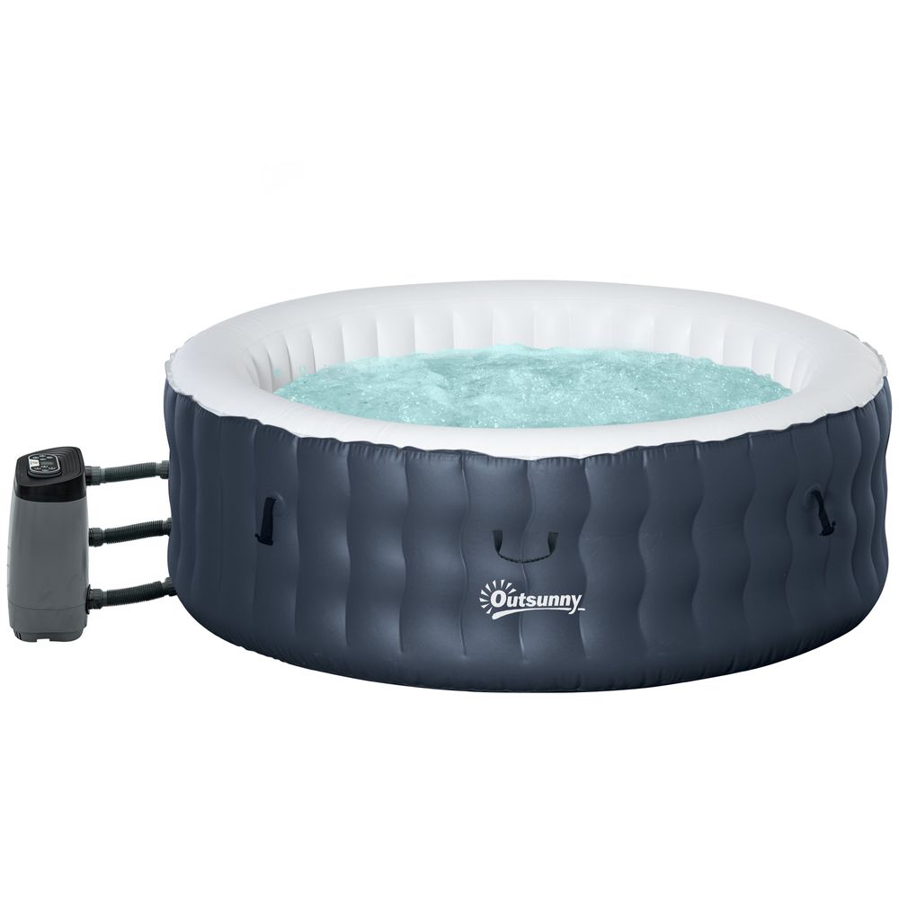 Round Inflatable Hot Tub Bubble Spa w/ Pump, Cover,4 Person, Dark Blue