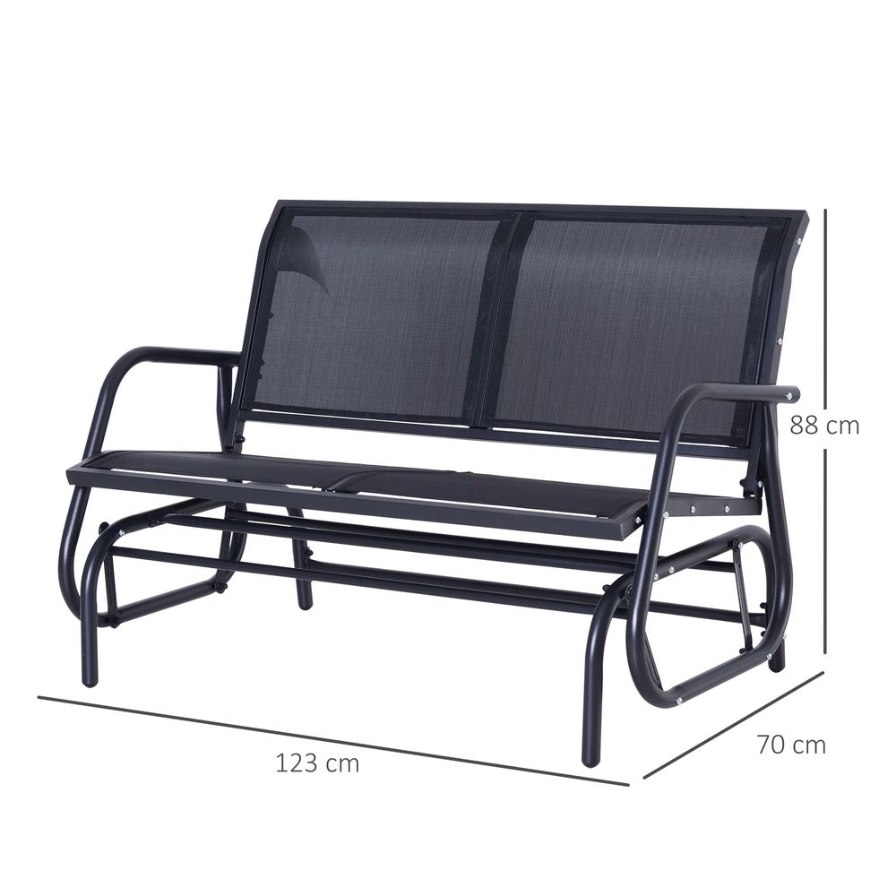 Outdoor Textilene Double Swing Bench-Black