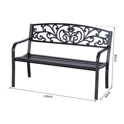 2-Seater Garden Bench, Steel-Black