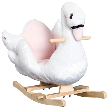 Kids Rocking Horse Ride On Swan Toy w/ Music Safety Seat for Toddler HOMCOM