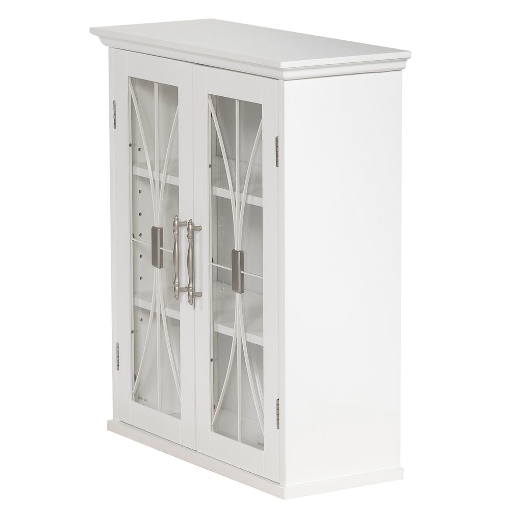 Delaney Bathroom Wooden Wall Cabinet White 7930 With 2 Glass Doors