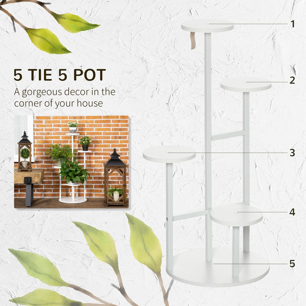 5 Tiered Plant Stand Multiple Flower Pot Holder Storage Organizer Outsunny