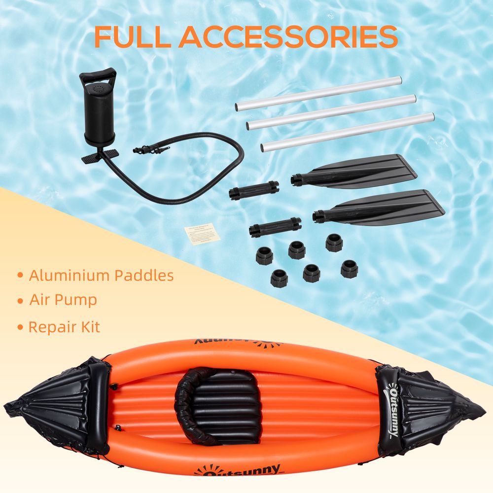 Inflatable Kayak, 1-Person Inflatable Boat, Inflatable Canoe Set  Outsunny