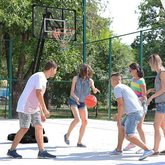 Adjustable Basketball Hoop with Weighted Base, Wheels, 2.4-2.9m