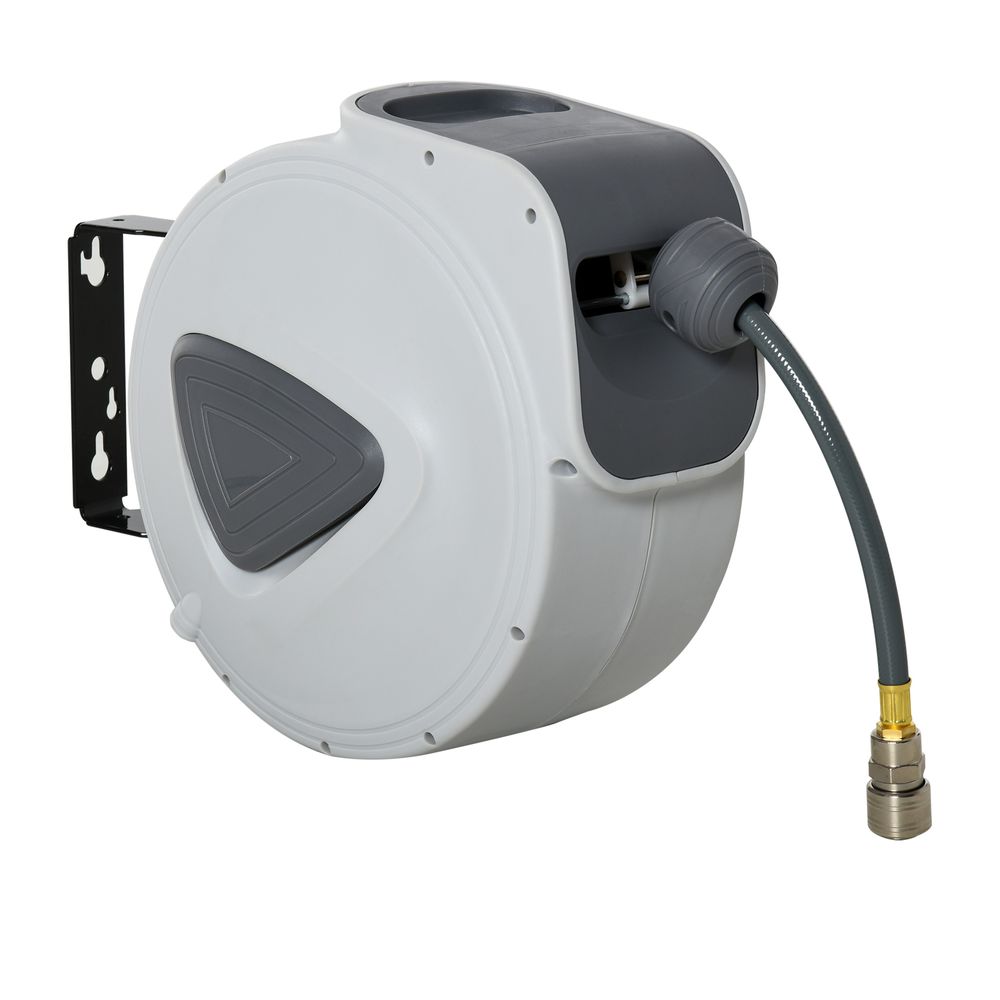 Retractable Air Hose Reel Auto Self-Winding Wall Mount 1/4" 15m+140cm Durhand