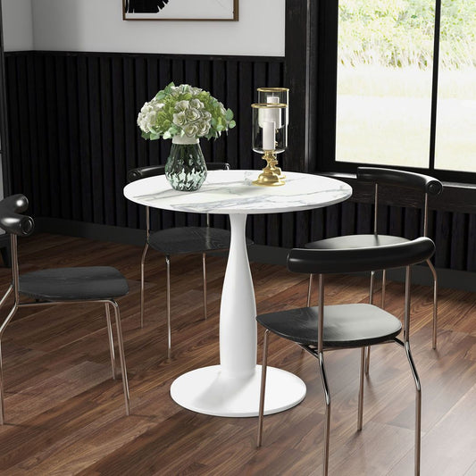 Round Dining Table with Steel Base for Living Room, Dining Room