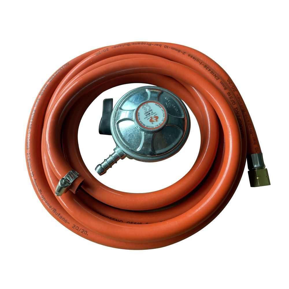 UK Propane Gas Regulator Standard Clip On & Hose for Gas Fire Pits