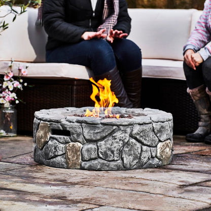 Garden Small Gas Fire Pit, Outdoor Heater with Lava Rocks & Cover