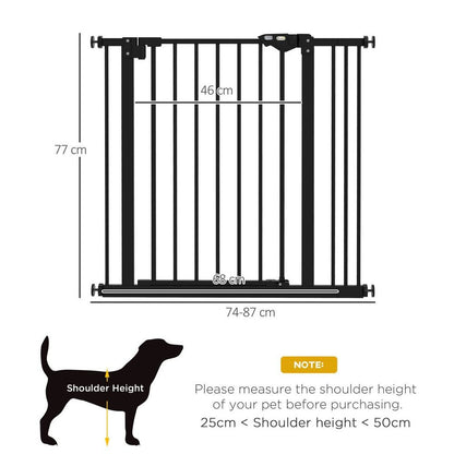 PawHut Adjustable Safety Gate w/ 1 Extensions and Four Adjustable Screws, Black