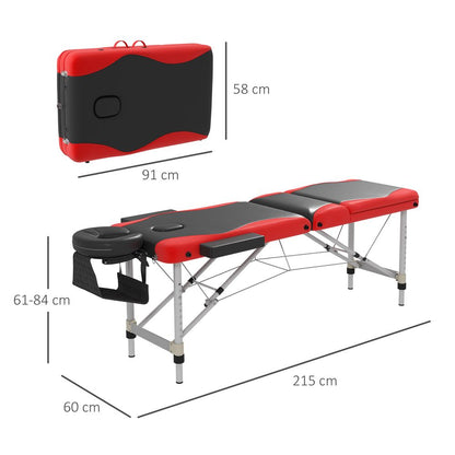 HOMCOM Portable Massage Table Beauty Therapy Couch Bed Spa Aluminum Red