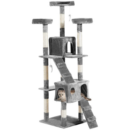 PawHut Cat Tree Scratcher Activity Centre, Condo Scratching Post Toy Bed