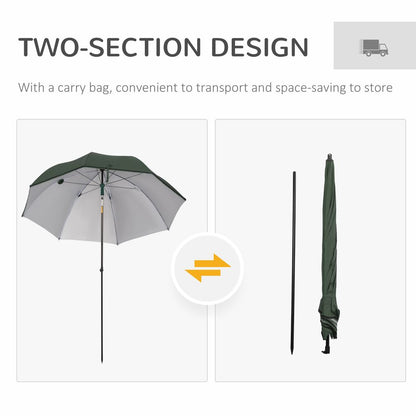 2m Beach Parasol Fishing Umbrella Brolly Shelter with Bag, UV30+