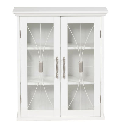 Delaney Bathroom Wooden Wall Cabinet White 7930 With 2 Glass Doors