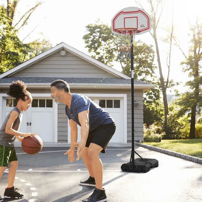 Outdoor Adjustable Basketball Hoop Stand w/ Wheels, Stable Base 258-314cm