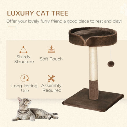 Small Cat Tree for Indoor Cats W/ Sisal Scratching Post Bed Cushion Toy Pawhut