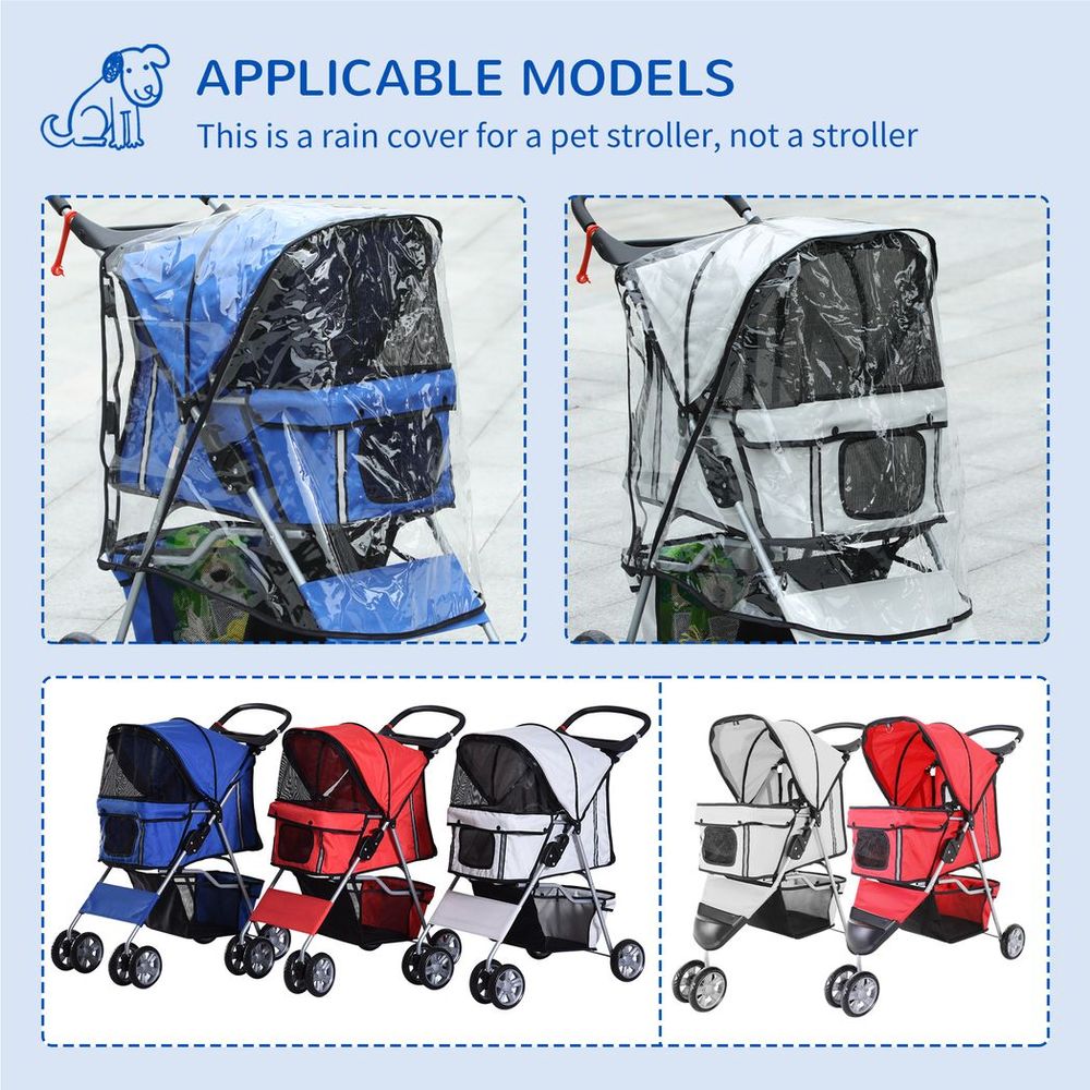 PawHut Dog Stroller Rain Cover w/ Rear Entry, Cover, for Dog Pram