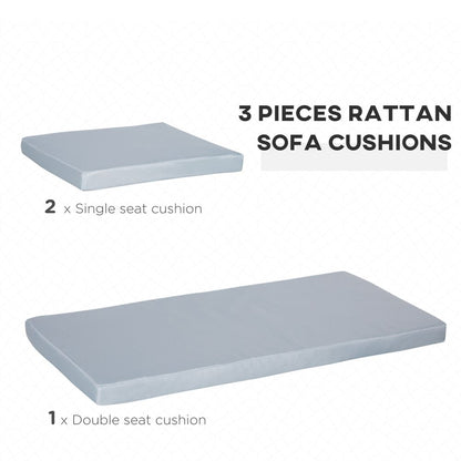 Seat Cushion Pads for Rattan Furniture, 3 PCs Garden Furniture Cushions, Grey