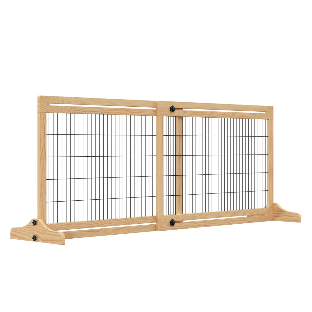 Adjustable Wooden Pet Gate Freestanding Dog Barrier for Doorway Pawhut