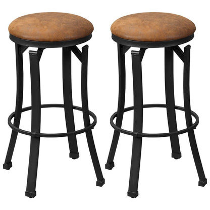 Stools Set of 2 Microfiber Cloth  Chairs W/ Steel Legs Brown