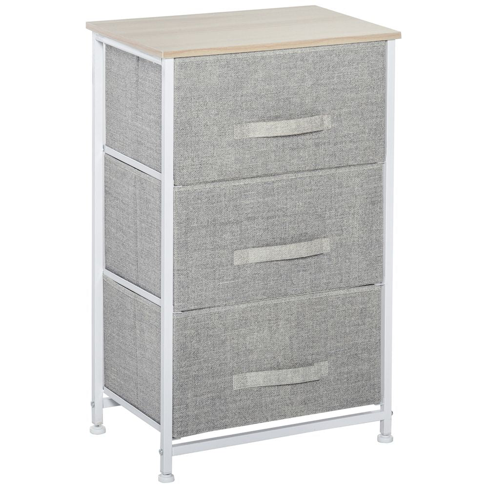 3-Tier Linen Drawer Cabinet Organizer Adjustable White, Oak and Light Grey