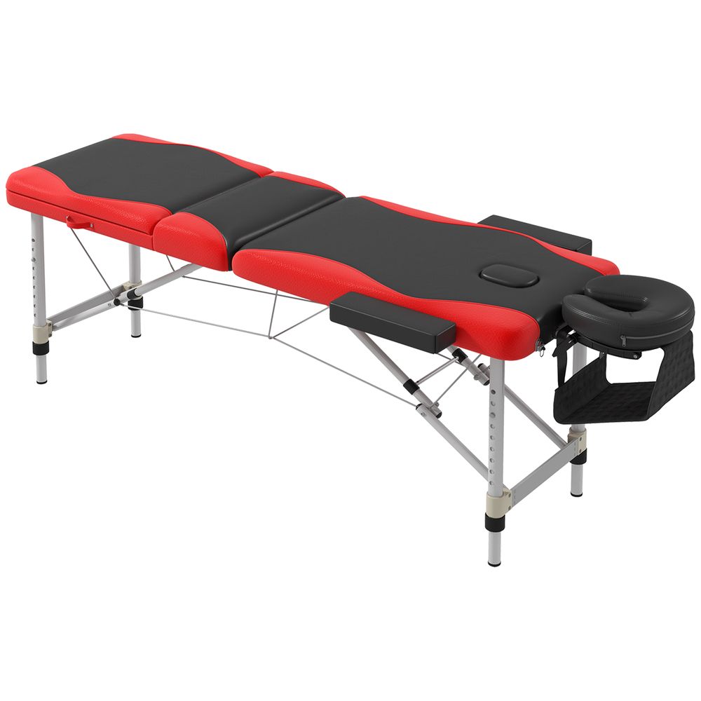 HOMCOM Portable Massage Table Beauty Therapy Couch Bed Spa Aluminum Red