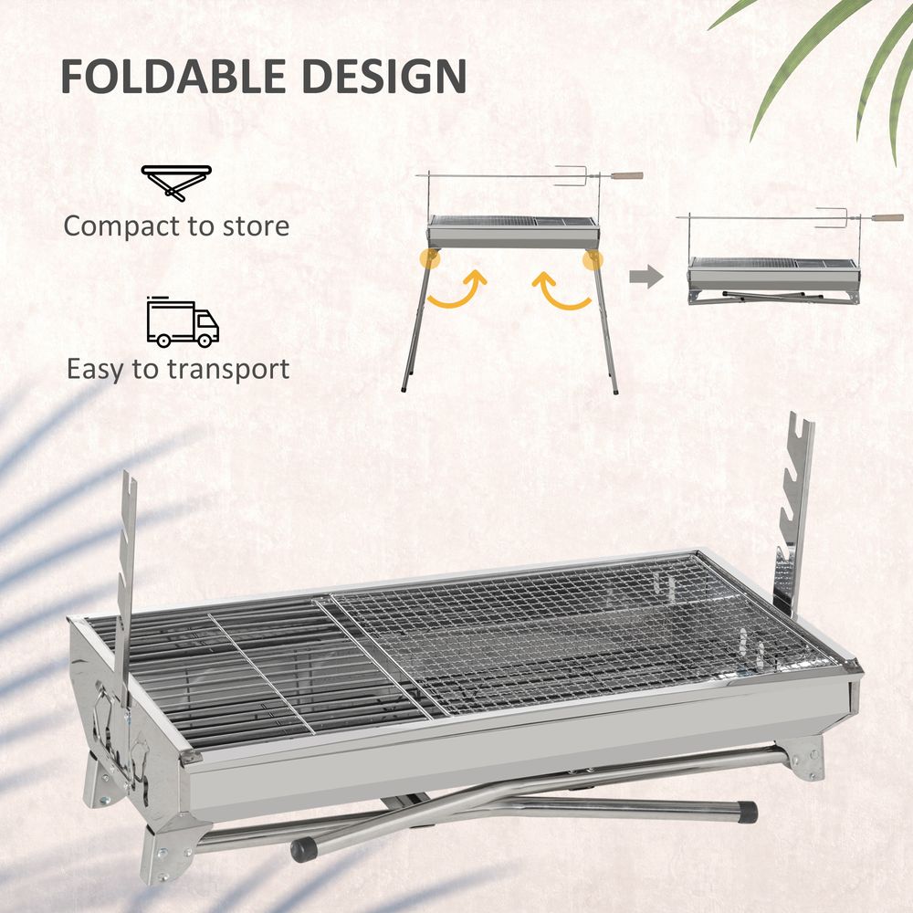 Portable BBQ Rotisserie Grill Roaster with Foldable Legs Stainless Steel