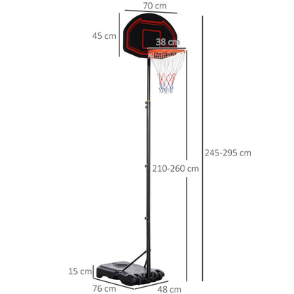 Adjustable Basketball Hoop Stand w/ Wheels, Stable Base HOMCOM