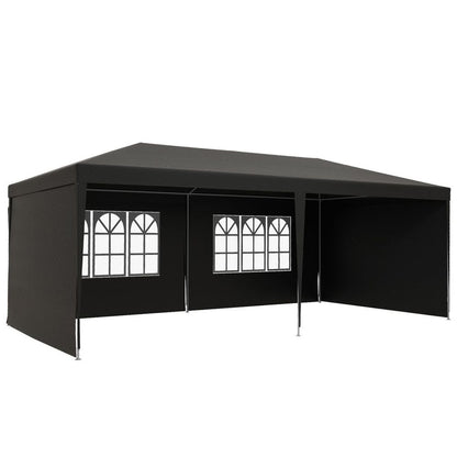 6m x 3m Garden Gazebo Marquee Canopy Party Tent Canopy Patio Dark Grey