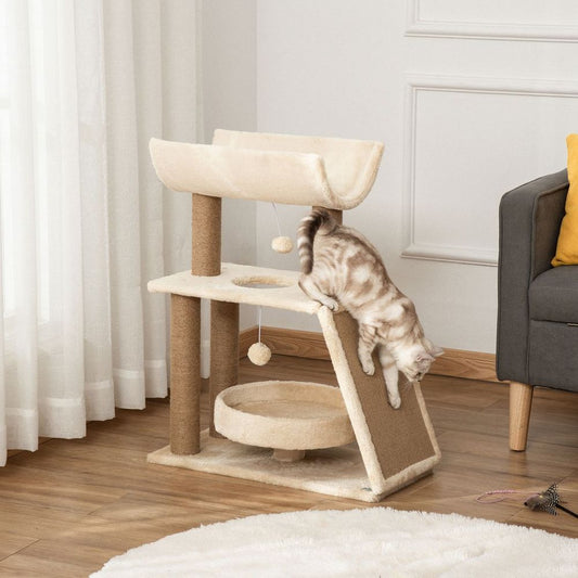 Cat Tree Kitten Tower w/ Scratching Post, Pad, Bed, Perch, Toy Ball