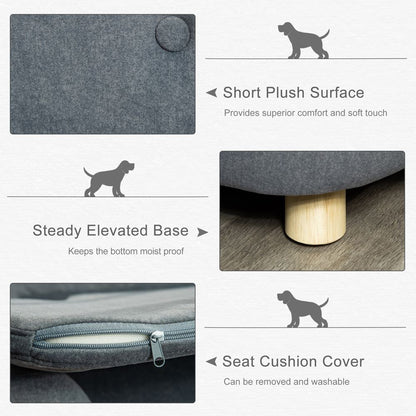 Pet Sofa Dog Couch, Short Plush, for Small Dog, 70 x 47 x 30 cm, Grey Pawhut