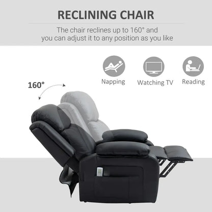 Electric Power Lift Recliner Chair with Massage Vibration Side Pocket, Black