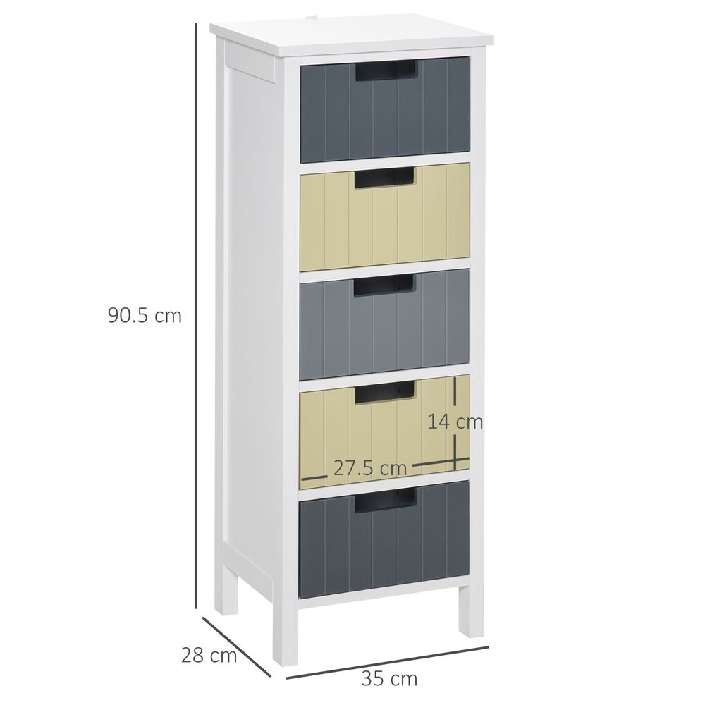 Simple Chest of 5 Drawers Storage Cabinet for Dining & Living Room