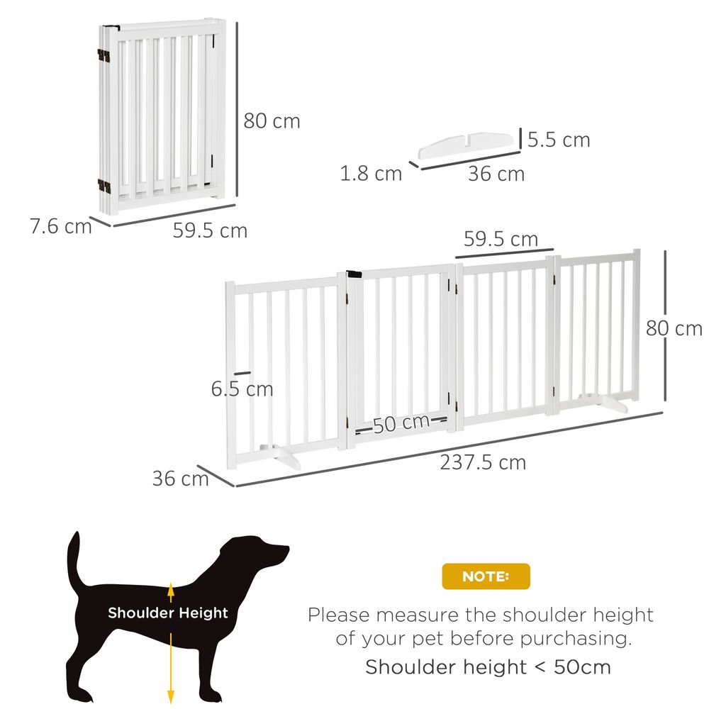 Freestanding Pet Gate w/ 2 Support Feet for Doorways Stairs White Pawhut