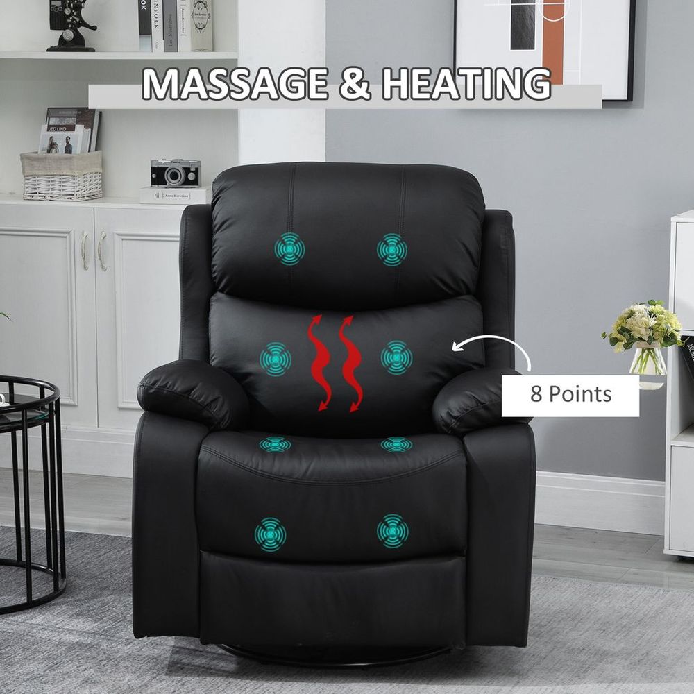 Massage Recliner Chair Manual Reclining Chair with Footrest Remote Black