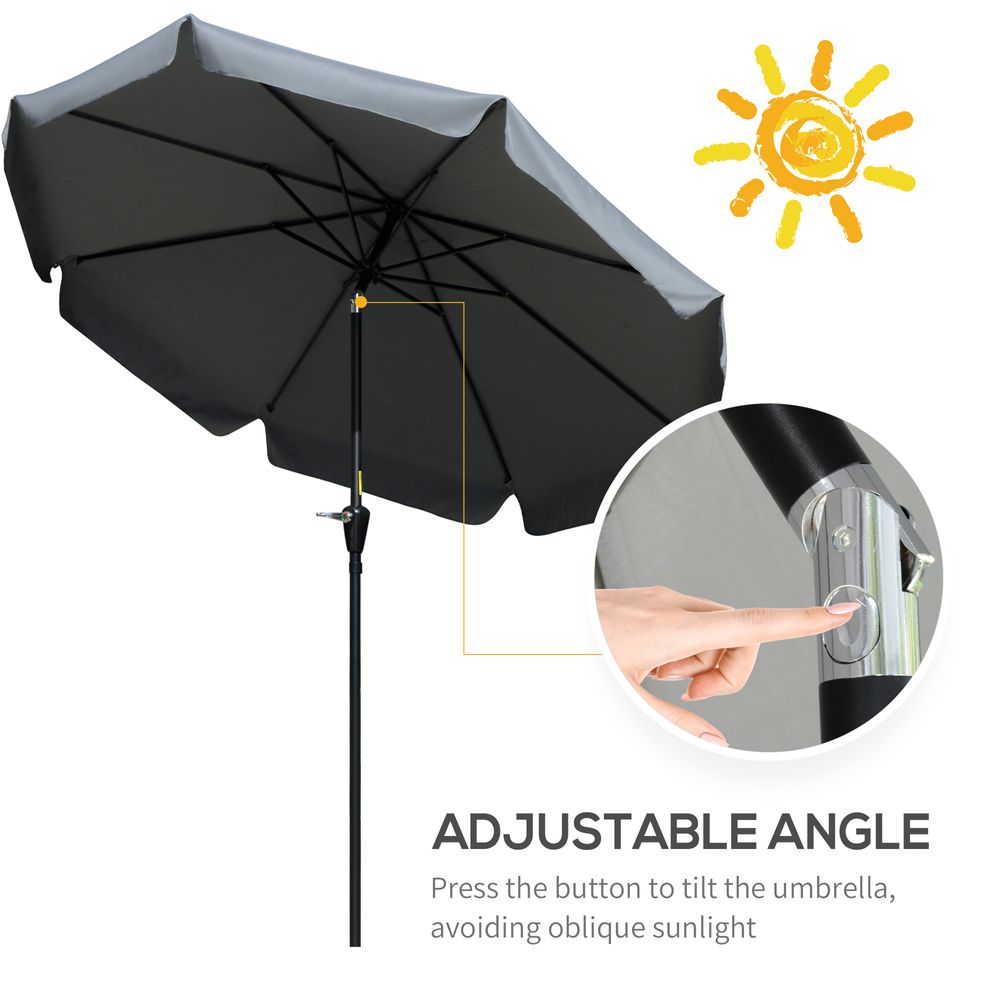 2.66m Patio Umbrella Garden Charcoal Grey