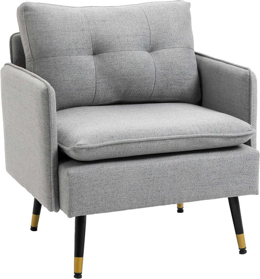 Modern Upholstered One Seater Sofa for Bedroom Living Room Grey