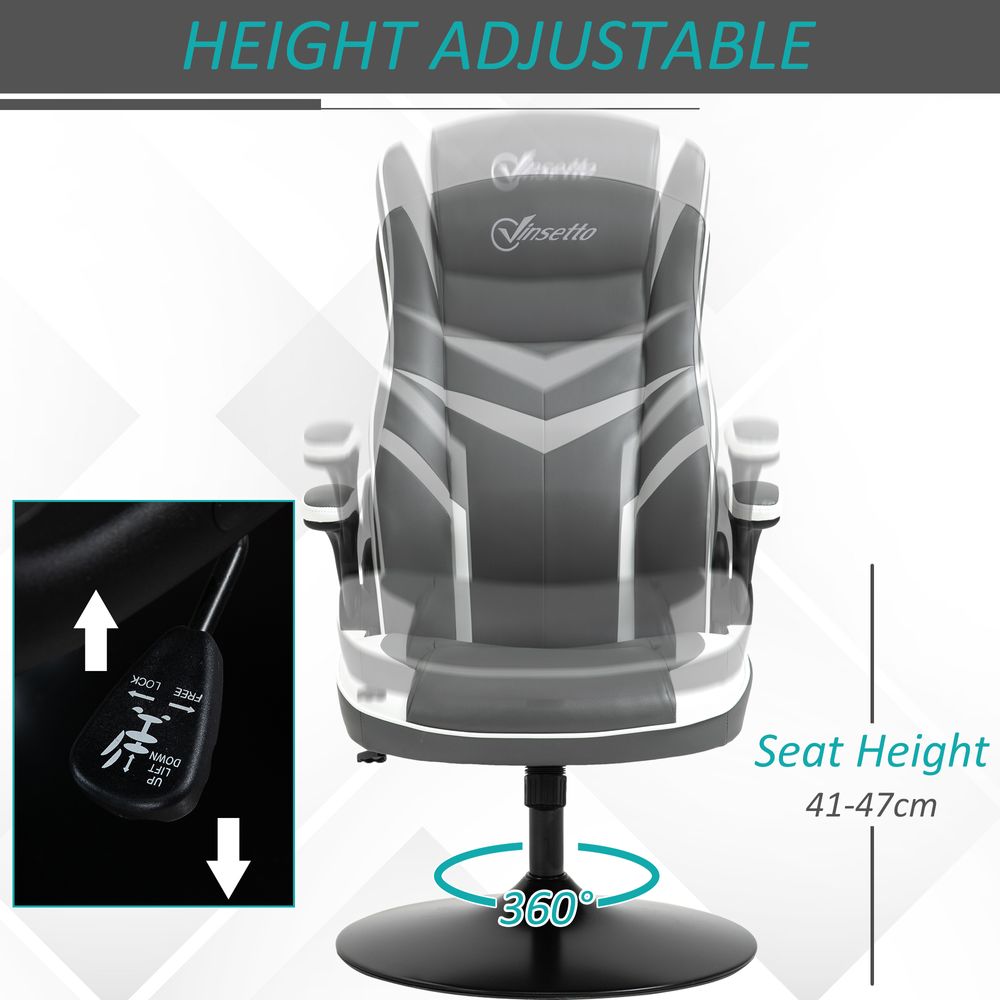 High Back Computer Gaming Chair Video Game Chair with Swivel Base Grey