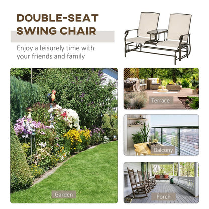 Metal Double Swing Chair Glider With Table Rocker Sun Lounger 2