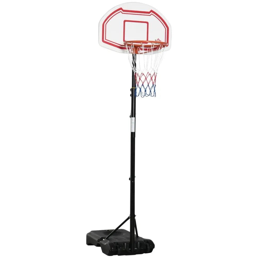 Outdoor Adjustable Basketball Hoop Stand w/ Wheels, Stable Base 258-314cm