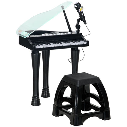 AIYAPLAY 32 Keys Kids Piano Keyboard with Stool, Lights, Microphone, Black