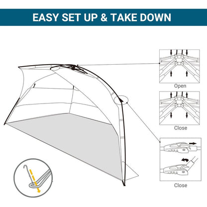 1-2 Man Pop-Up Beach Tent Sun Shade Shelter UV 20+ Protection Floor