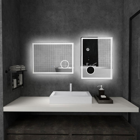 LED Lighted Bathroom Mirror with 3X Magnifying Mirror, Anti-Fog