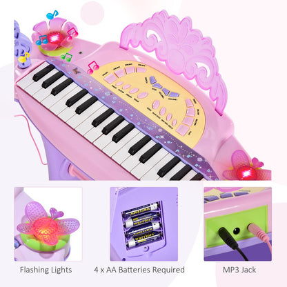 Mini Battery Organ Piano Microphone Stool 32 Key Keyboard Kids Toy