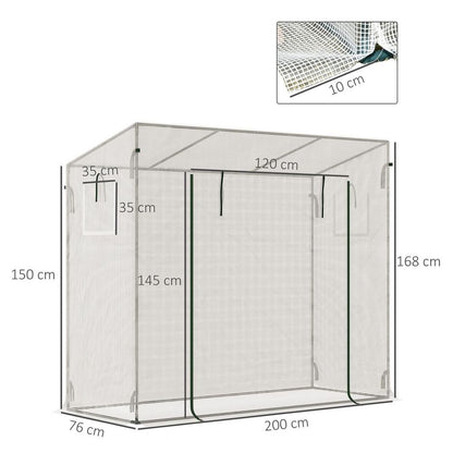 200x76x168cm Walk-in Garden Greenhouse Plant Warm House w/ Roll Up Door