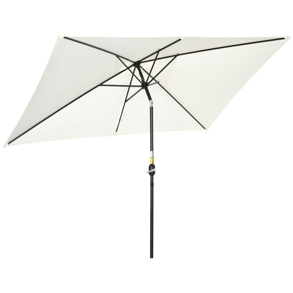 3x2m Patio Parasol Canopy Tilt Crank 6 Ribs Sun Shade Garden White