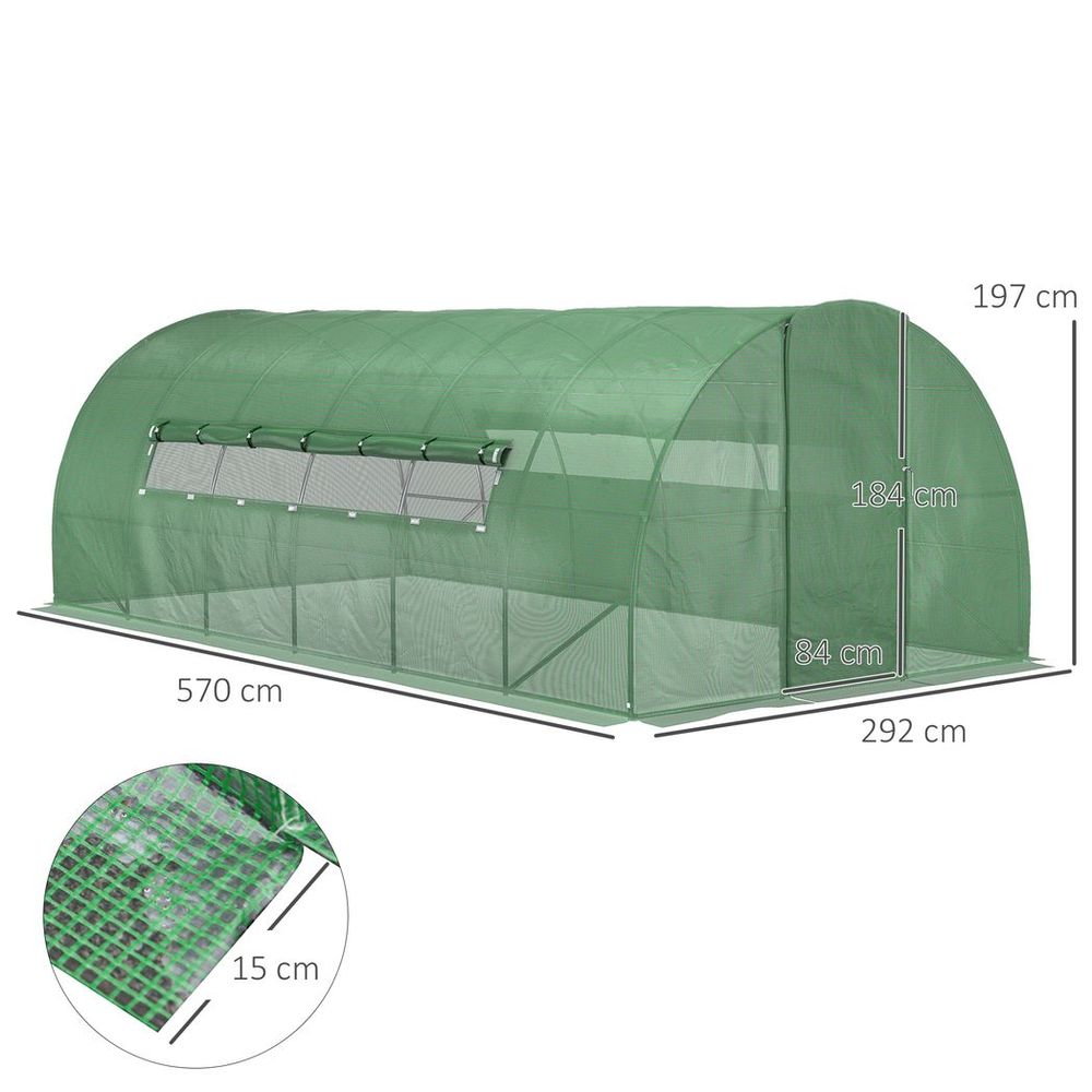 6 x 3M Reinforced Walk-in Polytunnel Garden Greenhouse Steel Frame