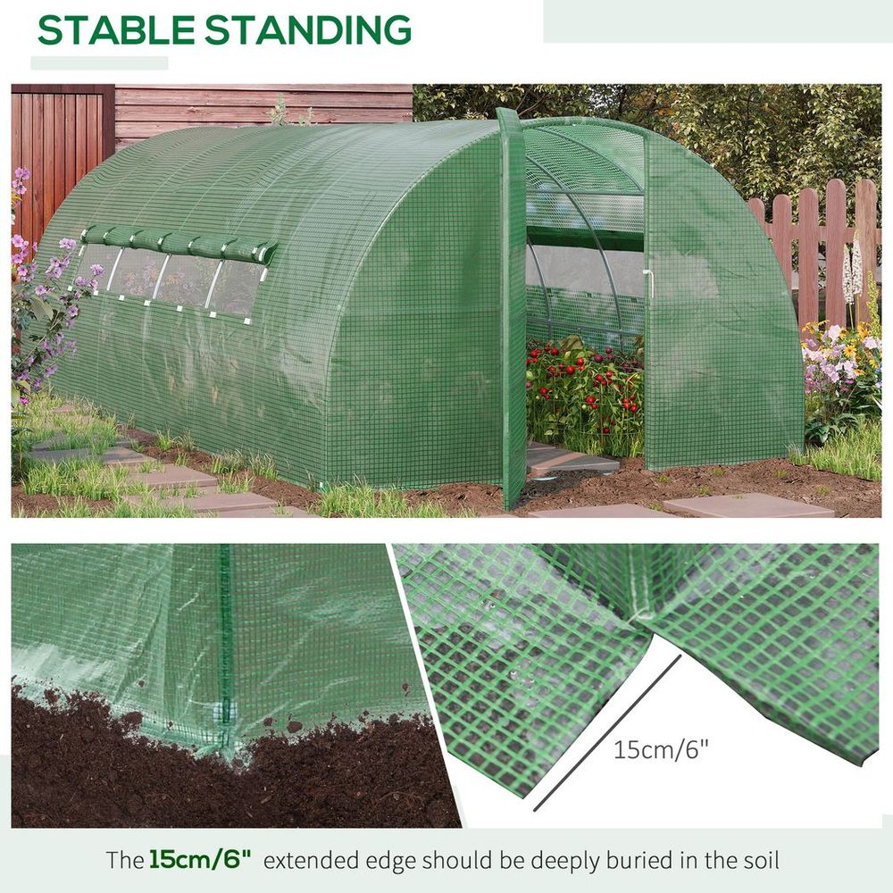 6 x 3M Reinforced Walk-in Polytunnel Garden Greenhouse Steel Frame