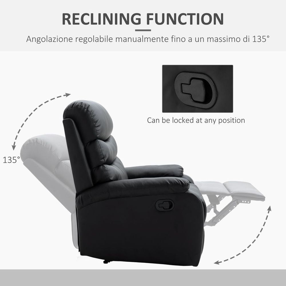 Manual Recliner Chair Armchair for Living Room with Footrest Black