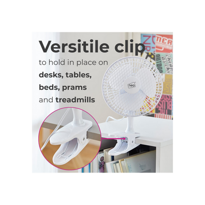 Neo Mini Clip Base Mount Desk Fan  White