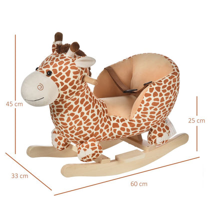 Baby Rocking Horse Kids Ride on Giraffe Plush Toy W/ 32 Song Seat Belt